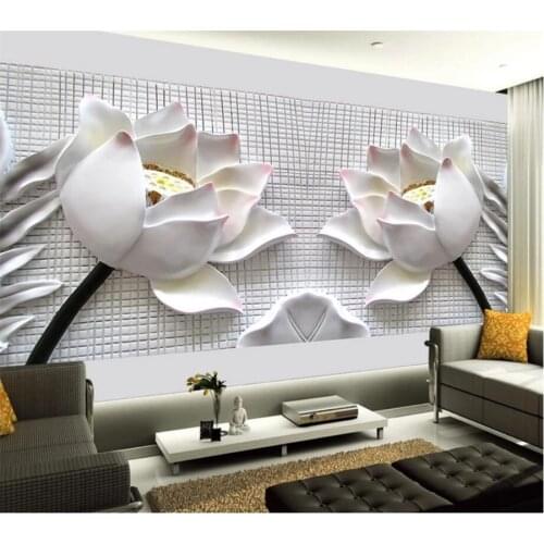 Wellyu Custom wallpapers 3d murals large - scale pictorial murals high - end Living room bedroom reliefs lotus TV 3d wallpaper