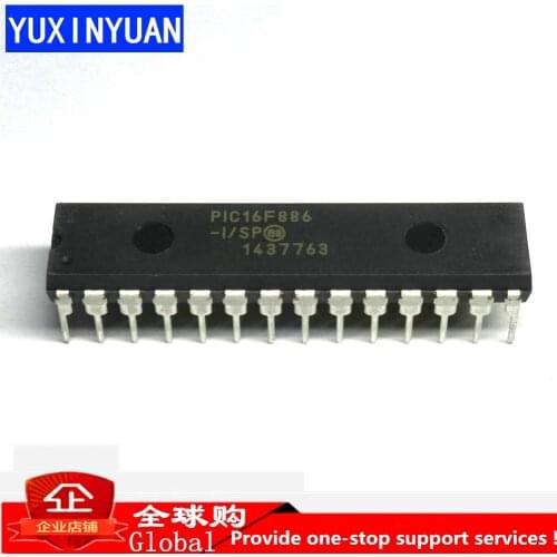 5PCS/LOT PIC16F886-I/SP PIC16F886-I PIC16F886 DIP28 New Products 28/40/44-Pin Flash-Based 8-Bit CMOS Microcontrollers w DIP28