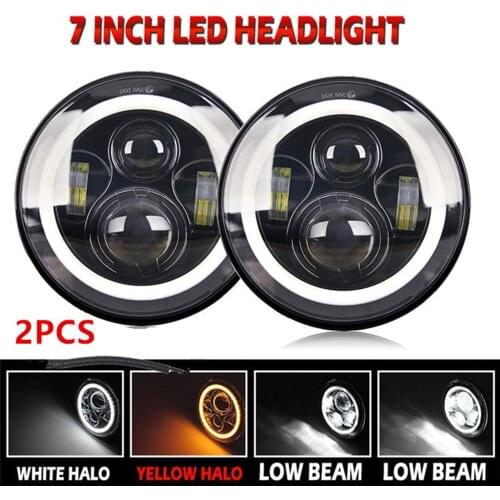 7inch LED Headlight 100W DRL Halo Angle Eyes Led Headlamp 12V 24V High Low Turn Signal for Car Motorcycle Lada Niva Offroad 4x4
