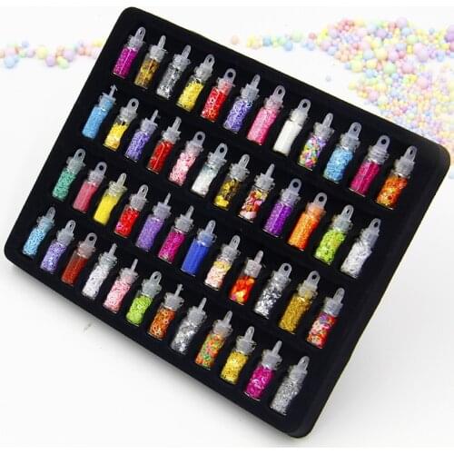 48 Colors Glass Bottle Set Manicure Accessories Flash Powder Sequins Nail Stickers DIY Glass Bead Shell Nail Jewelry Kits