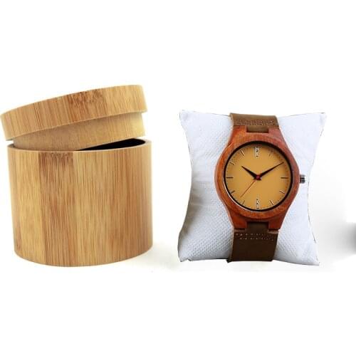 Bamboo Wood Round Watch Box Watch Organizer Boxes for Wood Watch Cylinder Watches Jewelry Display Case Storage Watch Box Holder