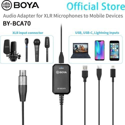 BOYA BY-BCA70 XLR Audio Adapter for XLR Microphones to PC Mobile Devices Compatible With Type-C, Andorid/iOS Smartphones