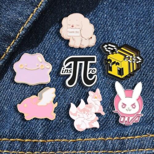 Cute Cartoon Enamel Pin Little Pink Wings Pig Nine Tailed Fox Animals Jewelry Brooches Gifts For Friends Kids Lapel Pins Badge