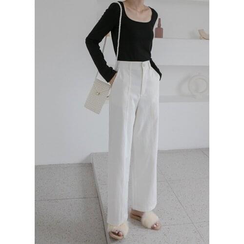100% cotton high waist pants