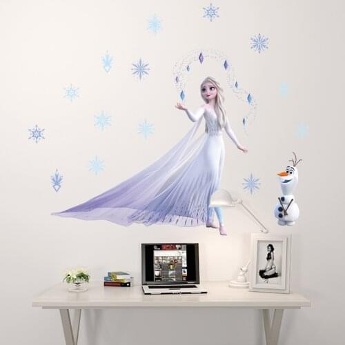 DIY Cartoon Disney Frozen Elsa Anna Pvc Wall Stickers For Home Decor Kids Room Kindergarten Decoration Mural Art Movie Posters