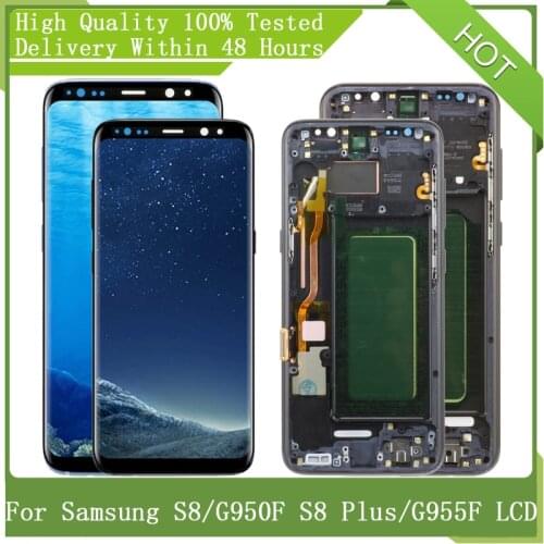For SAMSUNG GALAXY S8 G950 G950F S8Plus G955 G955F With Frame SUPER AMOLED Screen LCD Display Digitizer Assembly Replacement