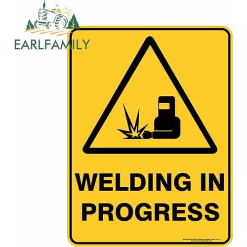EARLFAMILY 13cm x 7.7cm For WELDING IN PROGRESS Scratch-Proof Car Stickers Waterproof Decal Cartoon Creative Decoration