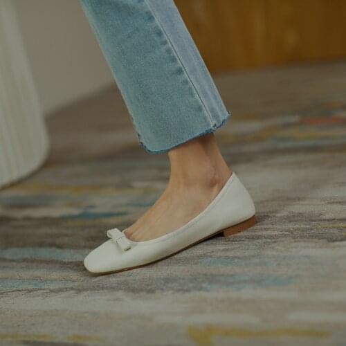 EshtonShero Women Flats Square Toe Leather Woman Low Heel Female Shoes Slip On Patchwork Elegant Party Womens Shoes Size 3-9