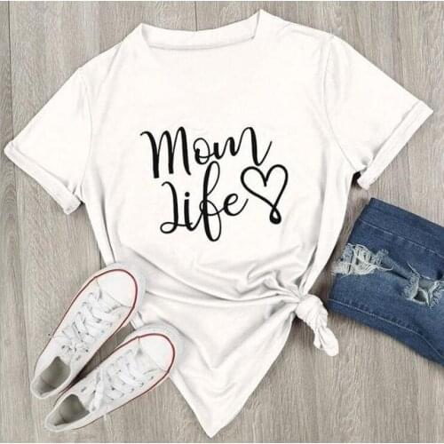 Mom Life Heart T-Shirt Hipsyer mothers day gift tops casual slogan vintage white cotton t shirt lover mom birthday gift shirts
