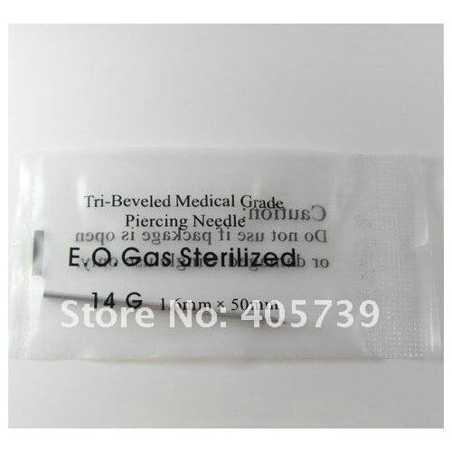 New Arrive Body Piercing Needles 14G 1.6mm 50mm 15G Sterilized Medical Grade Piercing Tools For Navel Tongue 50pcs/lot