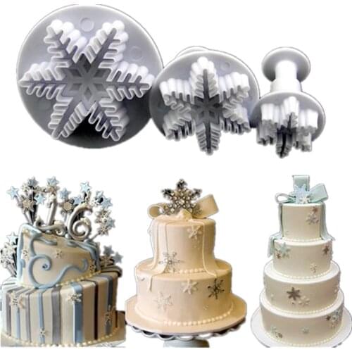 Cake Tools 1 Set 59G Snowflake Cookie Cutter Plunger Cake Decorating Biscuit Stamp Decorating Pastry Fondant Tool D773