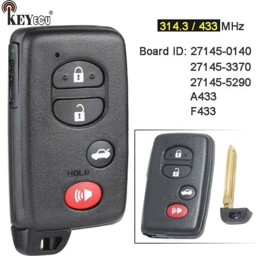 KEYECU 314.3MHz/ 315MHz/ 312MHz/ 433.92MHz HYQ14AAB 271451-3370 Smart Remote Car Key Fob for Avalon Camry Corolla 2007-2013