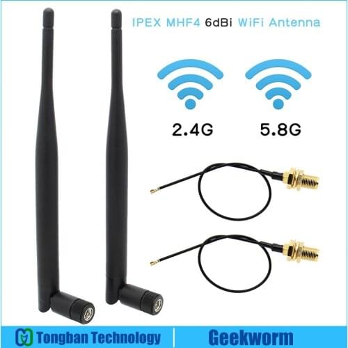 NVIDIA Jetson Xavier NX Developer Kit WiFi Antenna, 6dBi IPEX MHF4 to RP SMA Female Extension Cable 2.4Ghz 5.8Ghz Dual Band