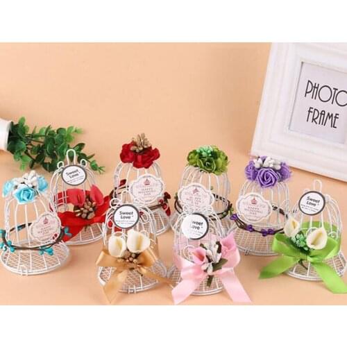 Creative Small Bird Cage Bells Wedding Candy Box Iron Chocolate Sweet Bridal Wedding Favor And Gift Box Party Deocr ZA3288