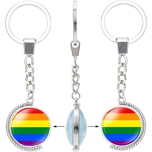 Lgbt Pride Rainbow Bisexual Pansexual Gays Lesbian rotatable Keychains Friends Key Holder Key Chain Ring Accessories for gifts