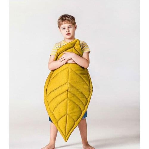 Cute Kids Leaf Throw Blanket Baby Crawling Mat Cushion Sofa Nap Body Cover Green Yellow Tree Leaf Blanket Childrens Day Gift