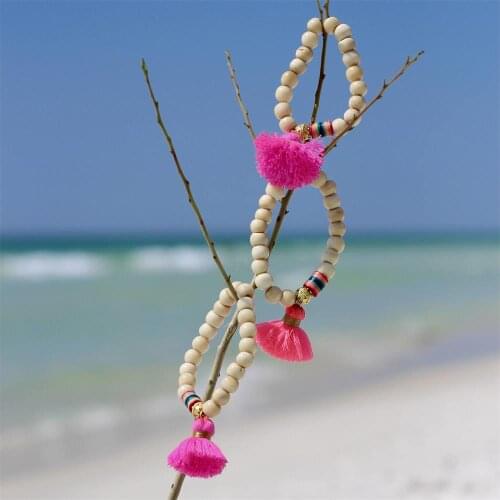 Fashion Boho Bracelets & Bangles Women Wood Beaded Bracelet With Colorful Candy Color Polymer Clay Wrap Bracelet for Women