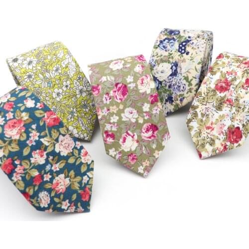 Mens Floral Brisk Soft Tie for Casual Cotton Slim Tuxedo Tie Gravata Skinny Handmade Adult Wedding Business Men Neckties Gift
