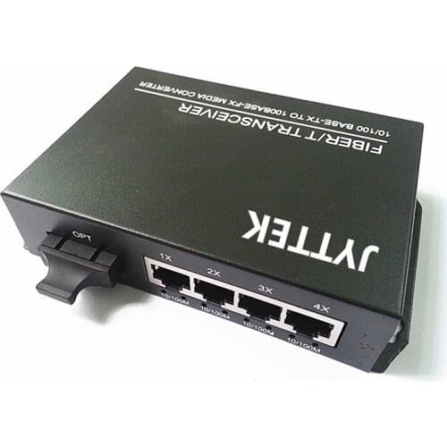 1 Fiber to 4 UTP Unmanaged 10/100Mbps Megabit Ethernet Fiber Switch dual fiber 20km SC