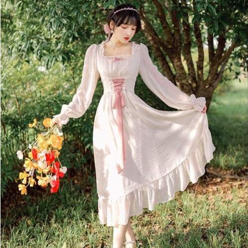 Gentle Fairy Dress Women First Love Sweet French Chiffon Romantic Princess Dress Autumn Elegant Bridesmaid Dress Vestidos Femme