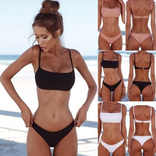 2020 New Solid Sexy Bikini Set Women Swimming Suit Swimsuit Two-Piece Swimwear Bathing Suit Female Biquini Plus Size S-XL Sets