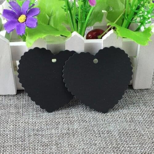 New Arrival Blank Black 400PCS/Lot 6.5*6cm Heart Shape Lace Scallop Side PriceTags Jewelry Head Cards Mark Accept Custom Logo