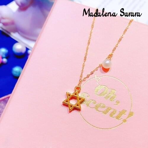 MADALENA SARARA 7-8mm Akoya Saltwater Pearl Perfect Round Star Style 24K Gold Pendant Necklace