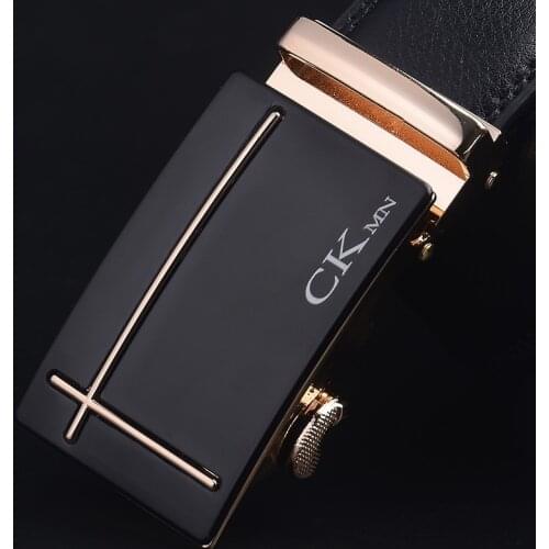 CKMN Brand Mens Cow Genuine Leather Luxury Strap New Fashion Classice Metal Automatic Buckle Black Belt Male Leather Belts