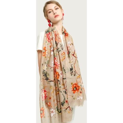 New Floral Design Large Neck Scarf Trendy Office Soft Wrap Female Thin Shawl Stole [6774]