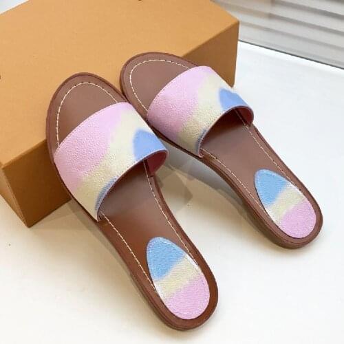 Summer Women Shoes Female Concise Slippers Beach New Chaussure Red Flats Ladies Peep Toe Slides Mixed Colors Outdoor Fashion