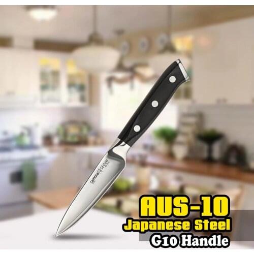 TUO CUTLERY Paring Knife - 3 Layers AUS-10 Japanese HC Steel Fruit Pelling Kitchen Knife - Non-slip Ergonomic G10 Handle - 3.5