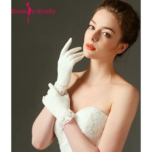 Wedding Gloves Bridal Gloves Satin Short Finger Gloves Wedding Accessories Wrist Length