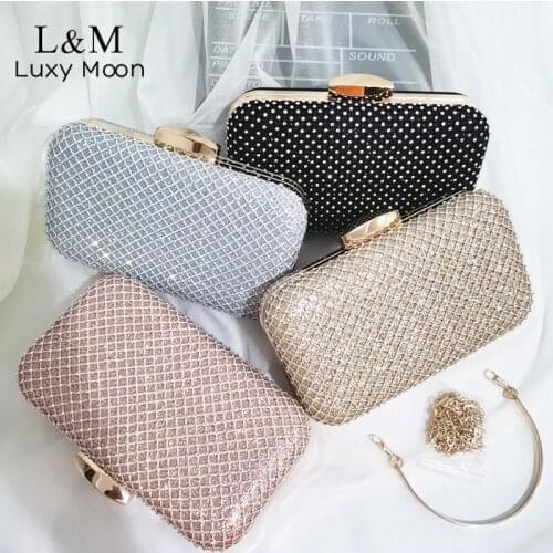 Wedding Clutch Purse For Women Evening Bag Luxury Gold Silver Designer Bag Purse And Handbag Small Chain Shoulder Bag Sac X459H