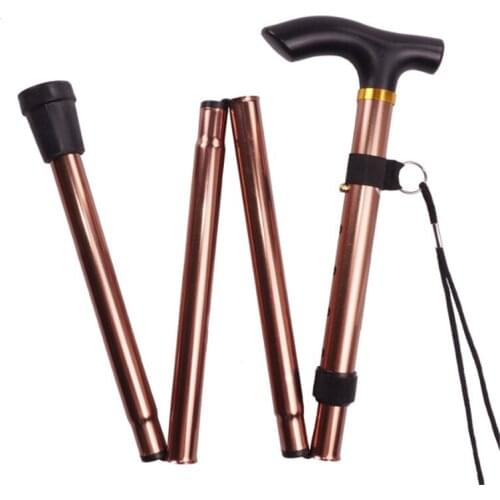 Telescopic Walking Stick Cane Hiking Rubber Tips 5 Grade Alpenstock for Elderly Aluminium Body Climbing Equipment
