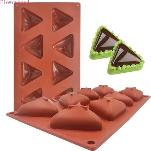 8-cavity Triangle Silicone Mold Mousse Cake Ice Cream Mold DIY Triangle Tower Baking Mold Dessert Mold Soap Mold Pastry Tools
