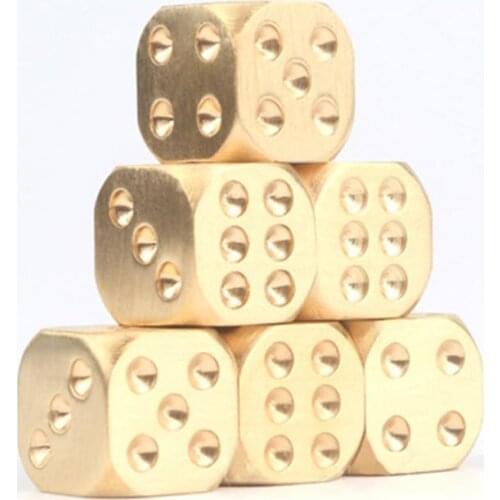 Solid Heavy Dice Playing Game Tool Golden Pure Color Dices Copper Polyhedral Metal 15X15X15mm Camping equipment