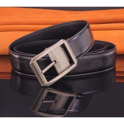 High Quality Grey Belt Men Classic Pin Buckle designer Cowskin Waist strap Casual genuine young boys Casual ceinture homme