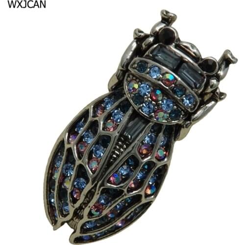 WXJCAN Unique cicada cicala insect brooch vintage Exquisite crystal brooch and pendant two use Size 35mm*15mm B5687