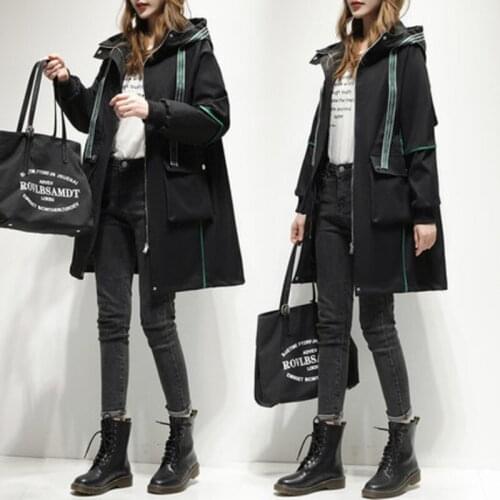 Big Size 3XL Trench Coat For Women 2021 Spring Autumn Loose Style Hooded Windbreaker Coat Womens Casual Long Casacos Feminino