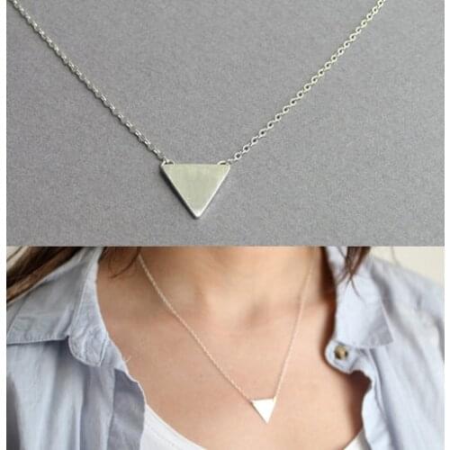 High quality 100% 925 sterling silver rhodium triangle pendant nice women necklace