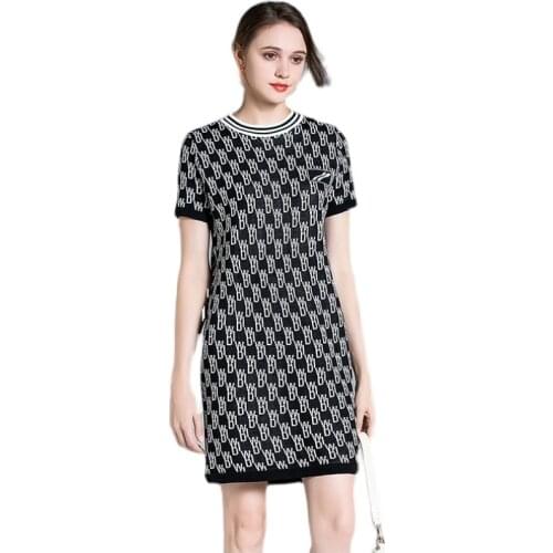 Knitting Dress Women Summer Autumn 2021 New Design Plaid Embroidery Elegant French Dress Women Clothing Vintage