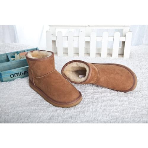 Genuine Leather Snow Boots Girls Winter Boots 2019 New 14 Designs Waterproof Ankle Boots Womwen Genuine Leather Fur Warm Shoes