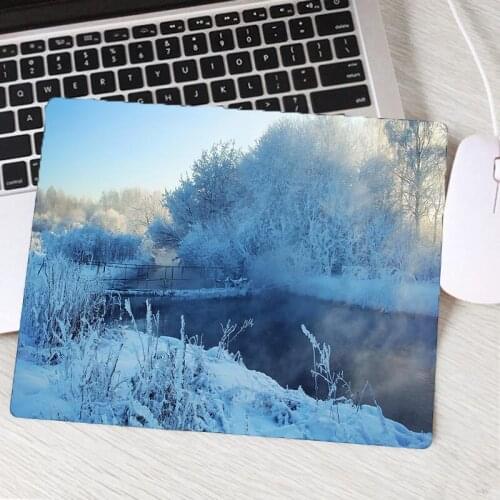 Mairuige Winter Snow Desk Mat Rubber Waterproof Nonslip Small Gaming Mouse Pad Desktop PC Computer Laptop Gaming Accessories