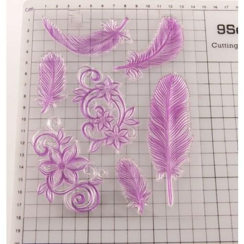 1pc Feather Flower Silicone Clear Seal Stamp DIY Scrapbook Embossing Photo Album Decoration Rubber Stamp Art Handmade Stationery
