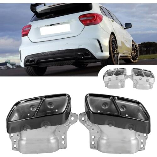 2pcs Quad Exhaust Tips Stainless Steel Fit for Mercedes-AMG A45 W176 CLA45 C117 2013 2014 2015 2016 2017 2018 Car Accessories