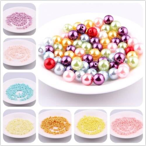 6MM 100Pcs/Bag With Hole ABS Imitation Pearl Beads Round Plastic Acrylic Spacer Bead For DIY Needlework Jewelry Making Findings