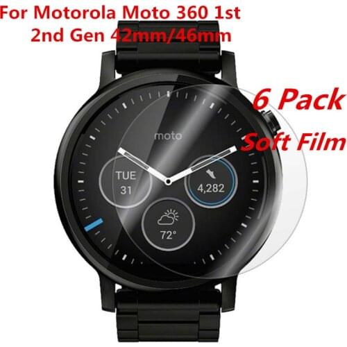 6 Pack) Screen Protector PET Soft film Shield For Motorola Moto 360 1st 2nd Gen 42mm/46mm Smart Watch Anti-scratch TPU Film