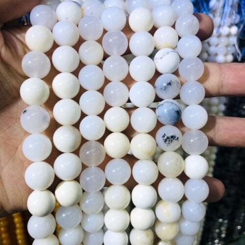 Genuine African White Opal Beads 6MM 8MM 10MM 12MM Round Milky White Opal Beads,15.5" full strand