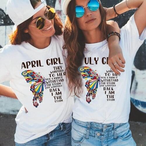 Fashion Butterfly Print 1-12 Months T-Shirt Women Graphic T Shirts Girls Friends Tshirt Funny Top Cool Streetwear Birthday Gift