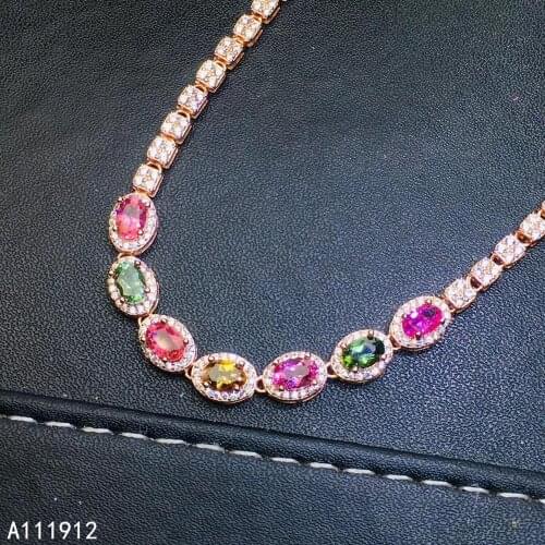 KJJEAXCMY fine jewelry natural Tourmaline 925 sterling silver new women gemstone hand bracelet support test classic